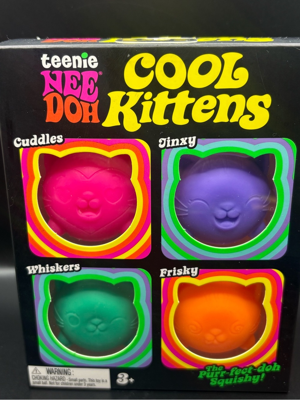 teenie NEEDOH Cool Kittens Squishy Toy Set - Pink, Purple, Green, Orange